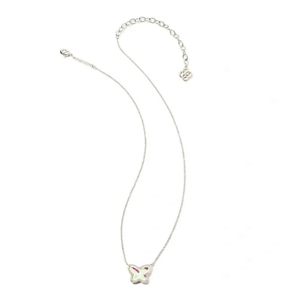 Kendra Scott Lillia Butterfly Pendant Necklace-Silver/Indigo Dichroic Glass - Picture 2 of 8